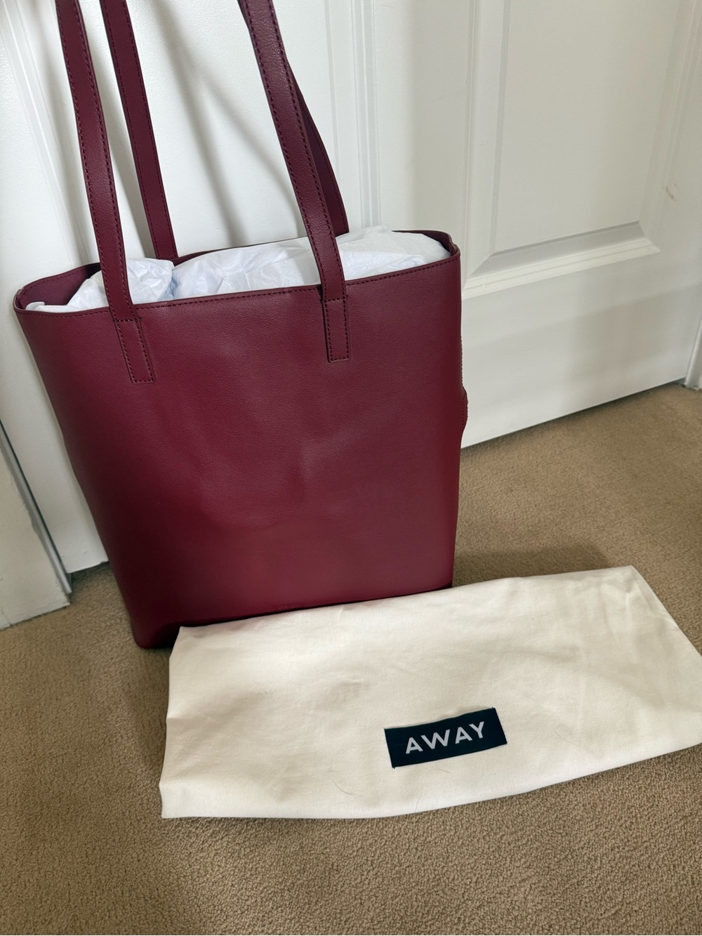 Away Longitude Tote Ruby Leather Travel Work Bag - New/Unused - Discomtinued